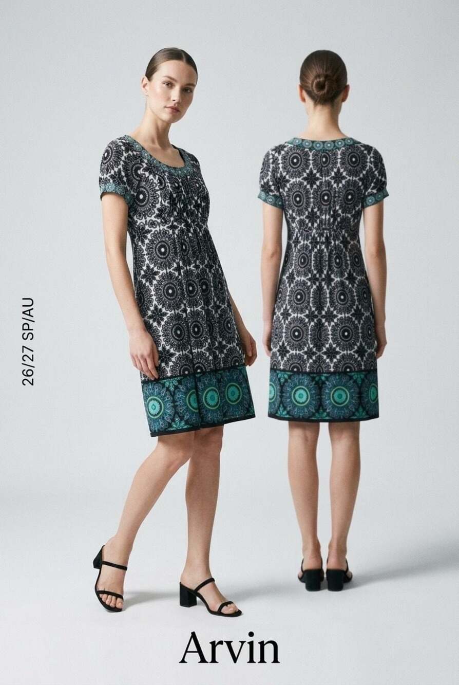 London Style Collection Medallion Print Short Sleeve Shift Dress #888